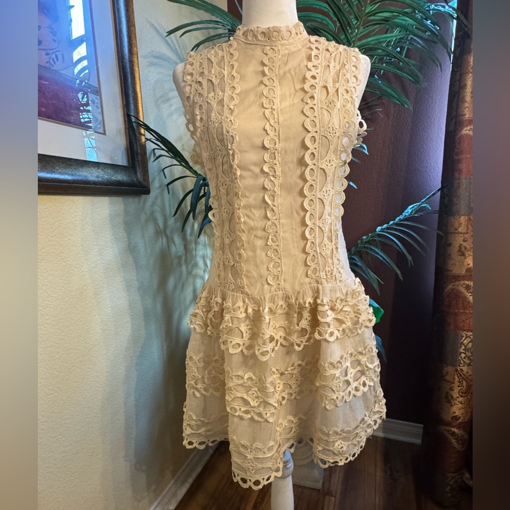 Anewsta Women's Vintage French Hollow Floral Lace A-Line